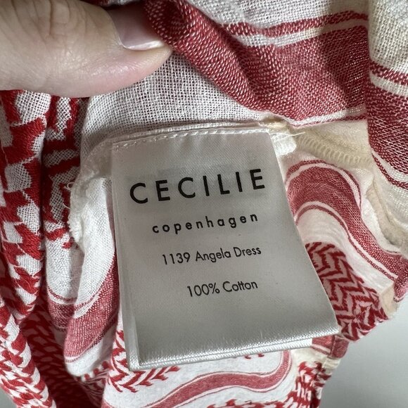 Cecilie Copenhagen Dress Angela Dress Red White Maxi Women’s Size Large Boho - Picture 11 of 15